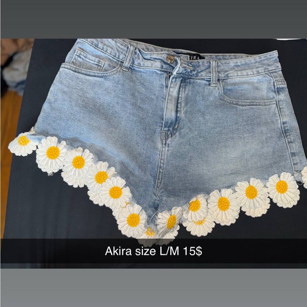 Denim Shorts with Daisy Trim